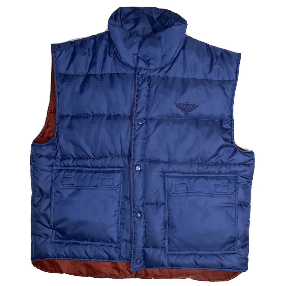 Mens Vintage Winter Natural Down Quilted Puffer Vest by Ten West Apparel Blue XL